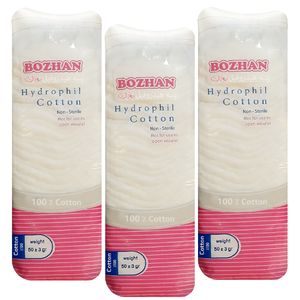 پنبه هیدروفیل بوژان مدل 27002-2 وزن 50 گرم مجموعه 3 عددی
