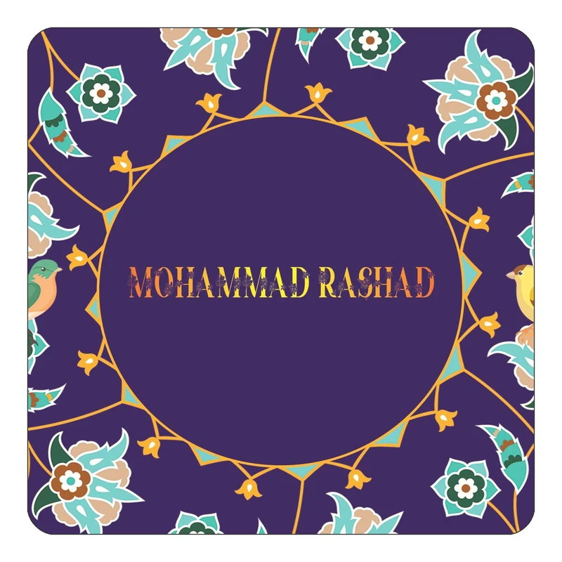 مگنت کاکتی طرح اسم محمد رشاد mohammad rashad مدل گل و بلبل کد mg15815