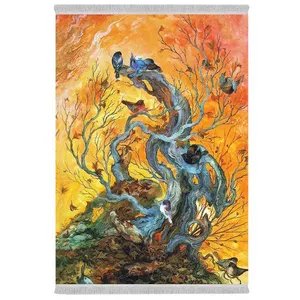 فرش پارچه‌ای دفه مدل فرشینه شانل مخمل طرح فانتزی کد 7196