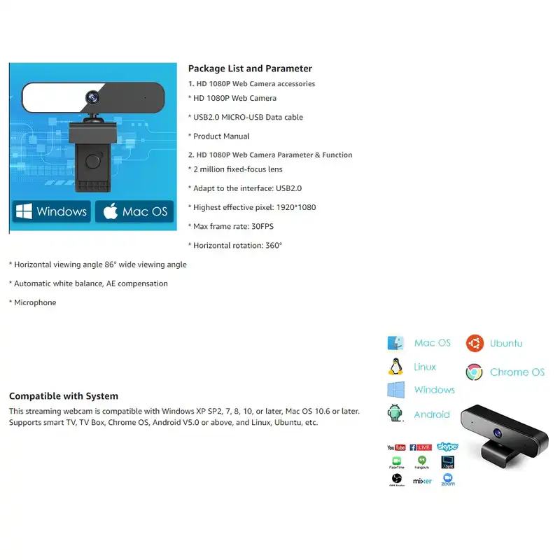 وب کم میمودی مدل Full HD with Dual Microphone