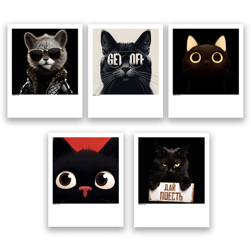 آویز تزیینی عرش مدل فانتزی گربه کد Asa740 مجموعه پنج عددی