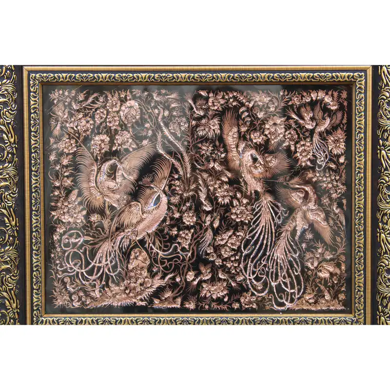 تابلو قلمزنی مدل گل و مرغ کد 106