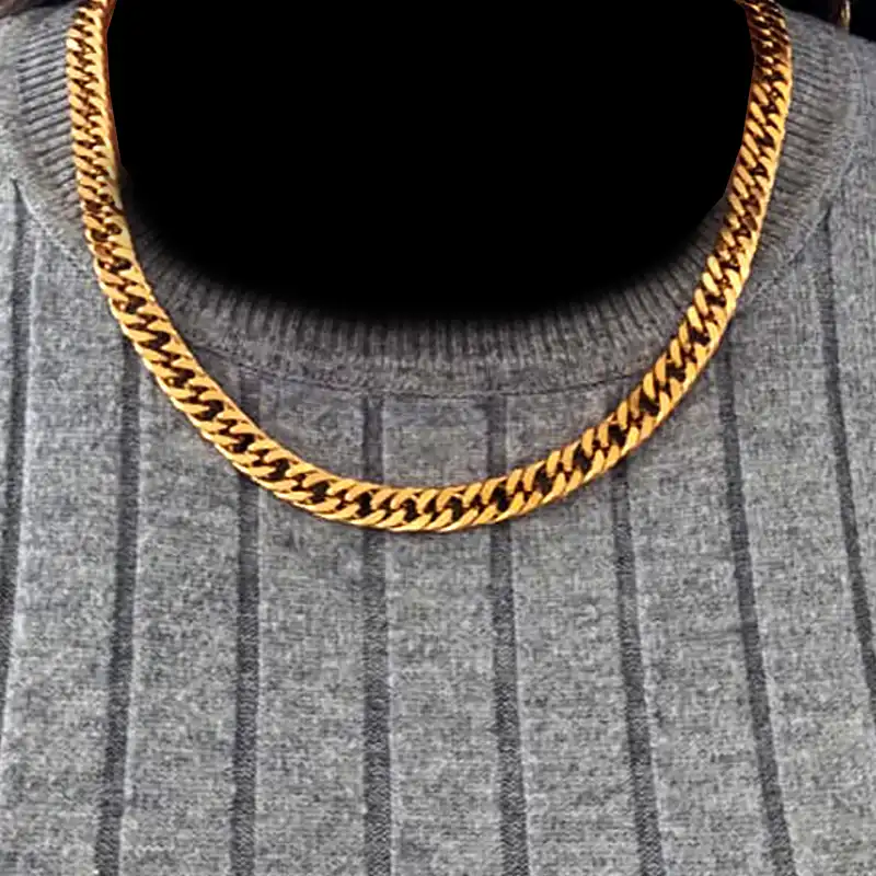 زنجیر زنانه مدل استیل کد 1047 رنگ طلایی