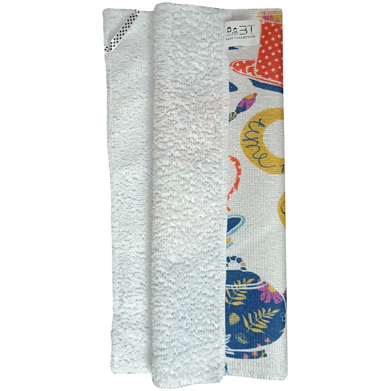 دستمال نظافت آشپزخانه بی تی مدل میکروفایبر طرح ملزومات چای کد 30x30W208