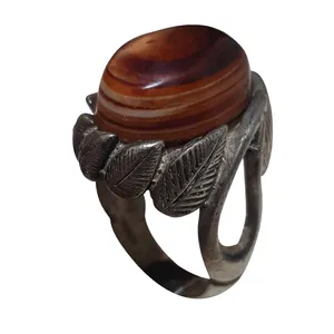 انگشتر نقره مردانه مدل عقیق سه پوست یمنی A3PY216220