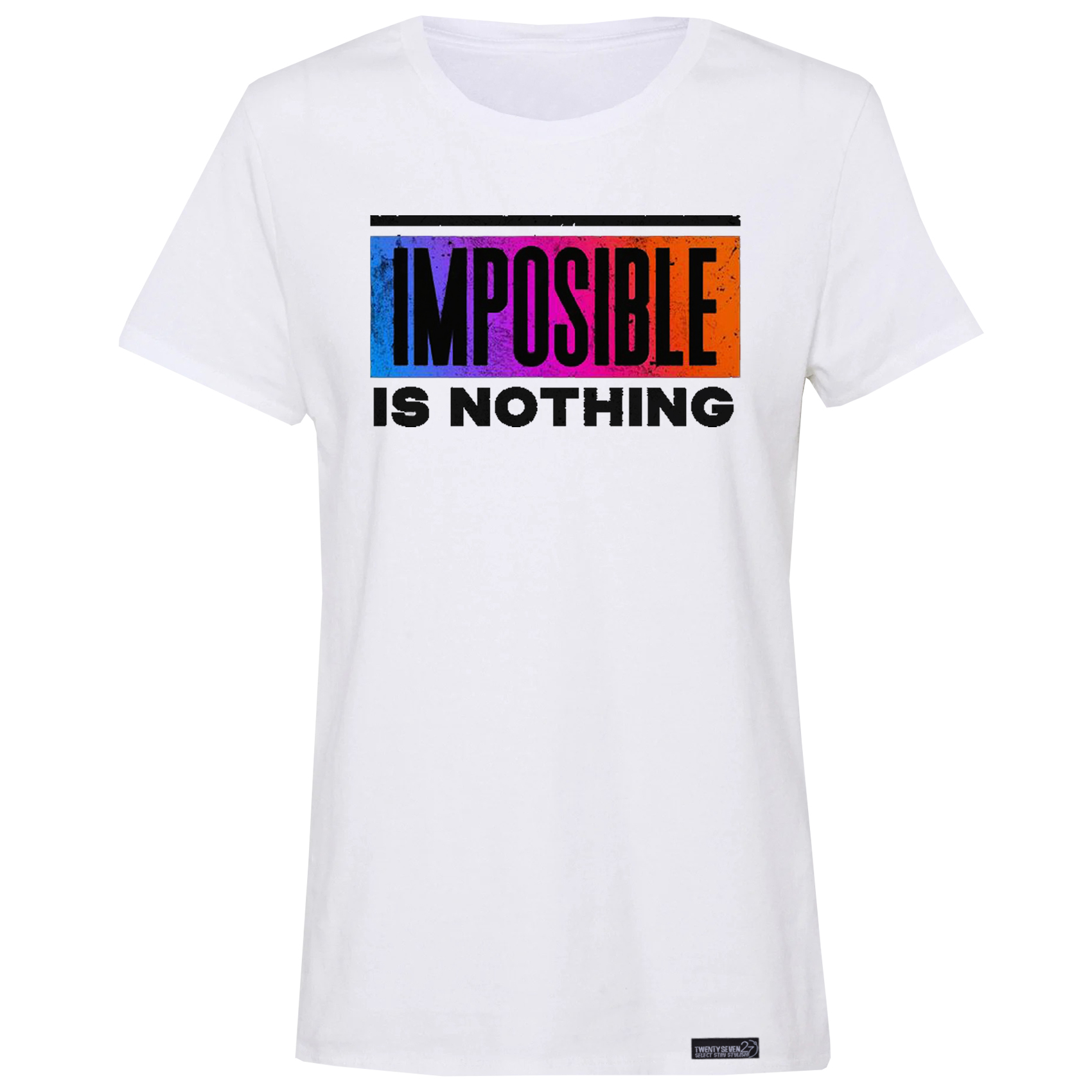 تی شرت آستین کوتاه زنانه 27 مدل Imposible کد KV152 رنگ سفید