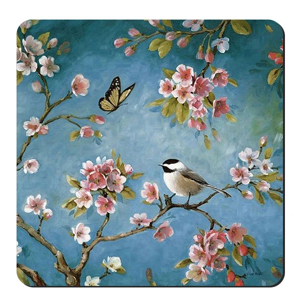  زیر لیوانی طرح پرنده و شکوفه کد nzl177