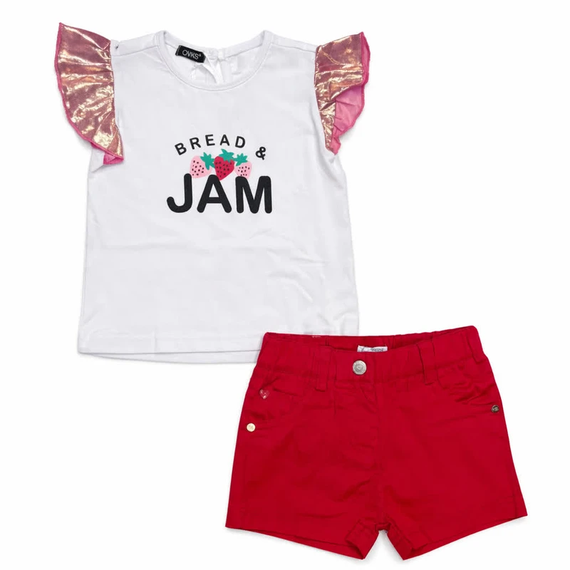 ست تی‌شرت آستین کوتاه و شلوارک دخترانه اورکیدز مدل bread and jam