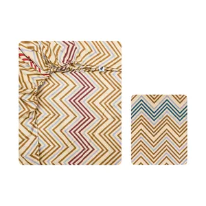 سرویس ملحفه آدنو مدل Zigzag کد IR38 یک نفره 2 تکه