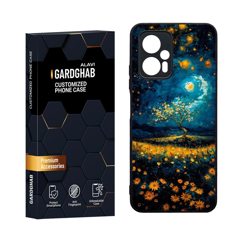 کاور گارد قاب مدل دورژله ای پشت گلس هنری مناسب برای گوشی موبایل شیائومی Poco X4 GT / Redmi Note 11t Pro 5G