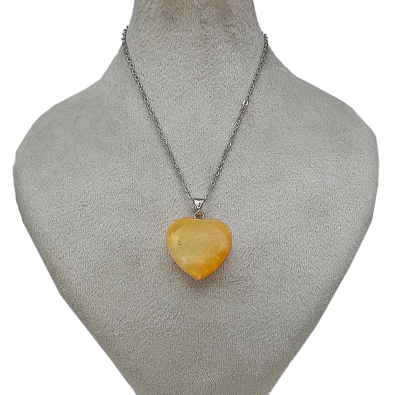 گردنبند دخترانه مدل سیترین طرح قلب کد 12-75