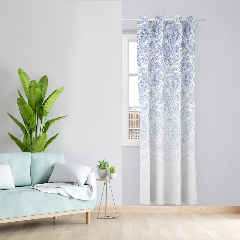 پرده طرح بته جقه مدل مخمل پانچی کد L 1103L Z سایز 140x200 سانتی متر