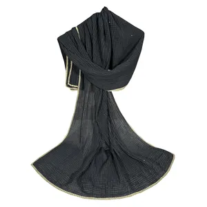 شال زنانه مدل نخی اکلیلی دور نوار