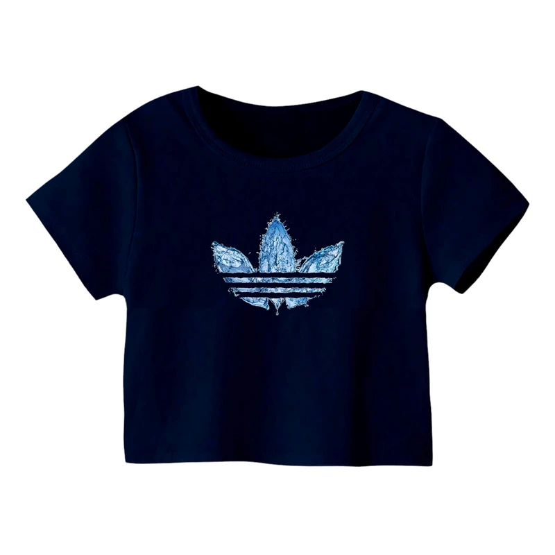 کراپ‌ تی‌شرت آستین کوتاه زنانه مدل لوگو‌ کد 21