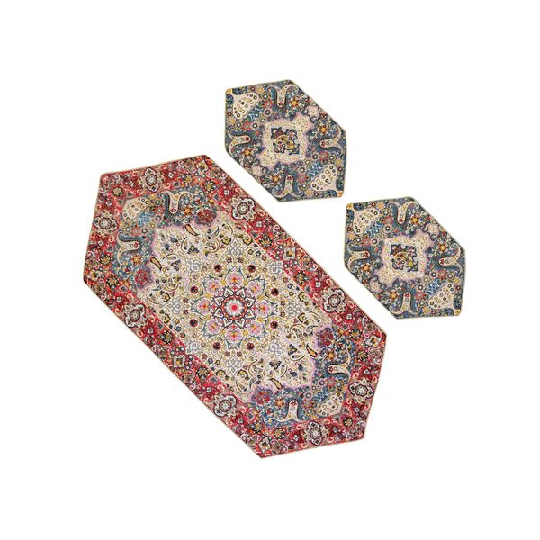 ست سه تکه رومیزی ترمه عدل مدل کاشان