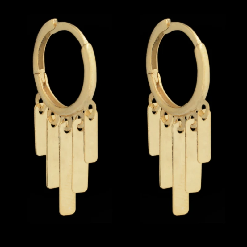 گوشواره طلا 18 عیار زنانه طلای مستجابی مدل روکو مستطیل کد 670175