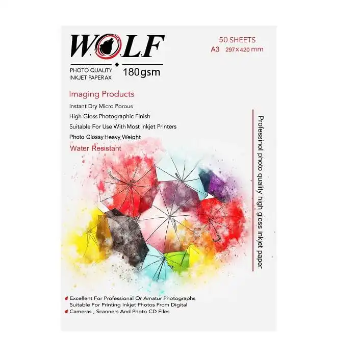 کاغذ چاپ عکس گلاسه ولف مدل Professinol-180 سایز A3 بسته 50 عددی