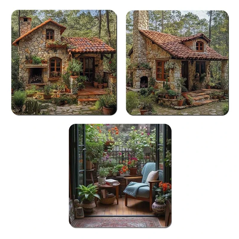 مگنت صباطرح مدل خانه سنگی کد M1334 مجموعه 3 عددی 