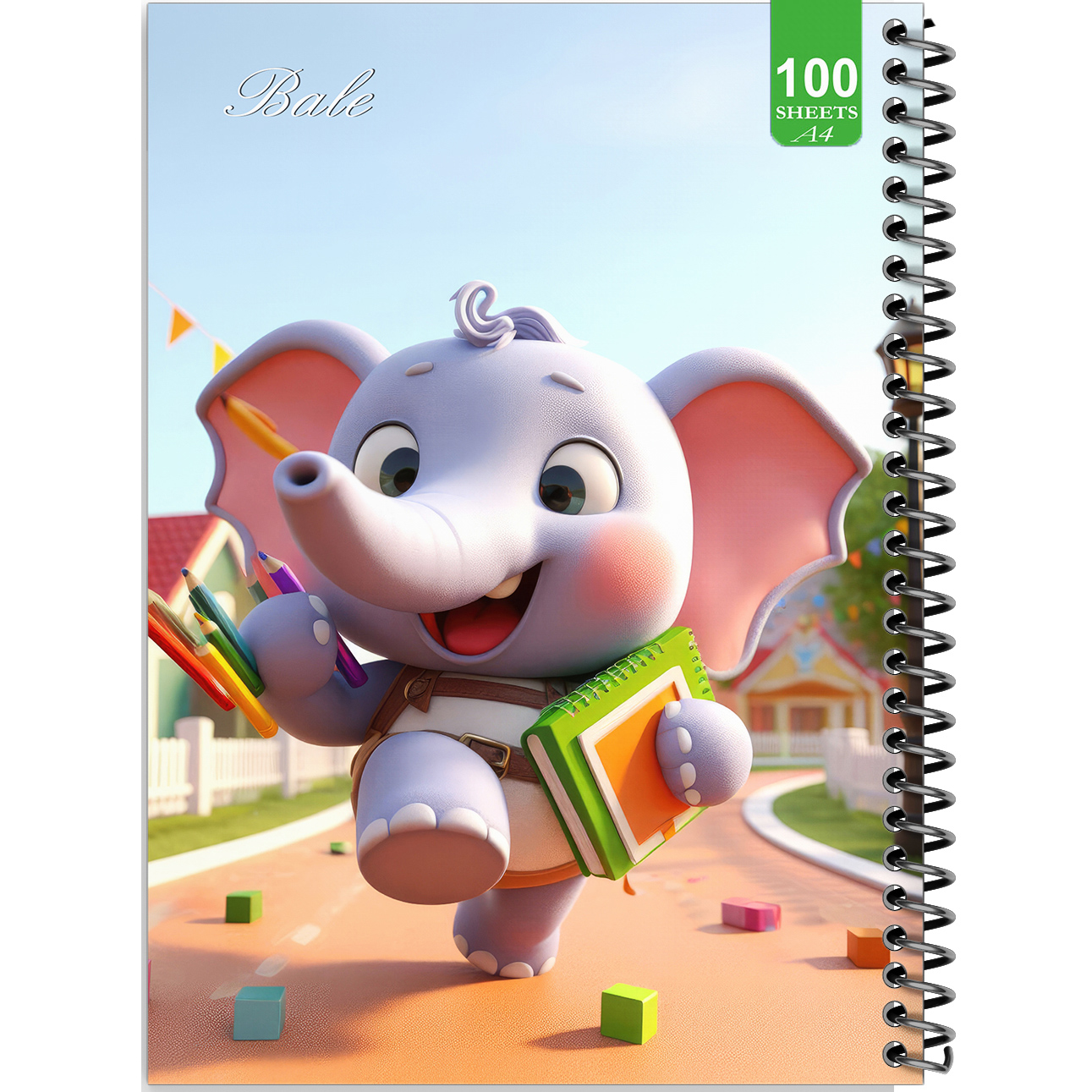 دفتر نقاشی 100 برگ بله مدل رحلی طرح فانتزی فیل کوچولوی هنرمند کد A4-N205