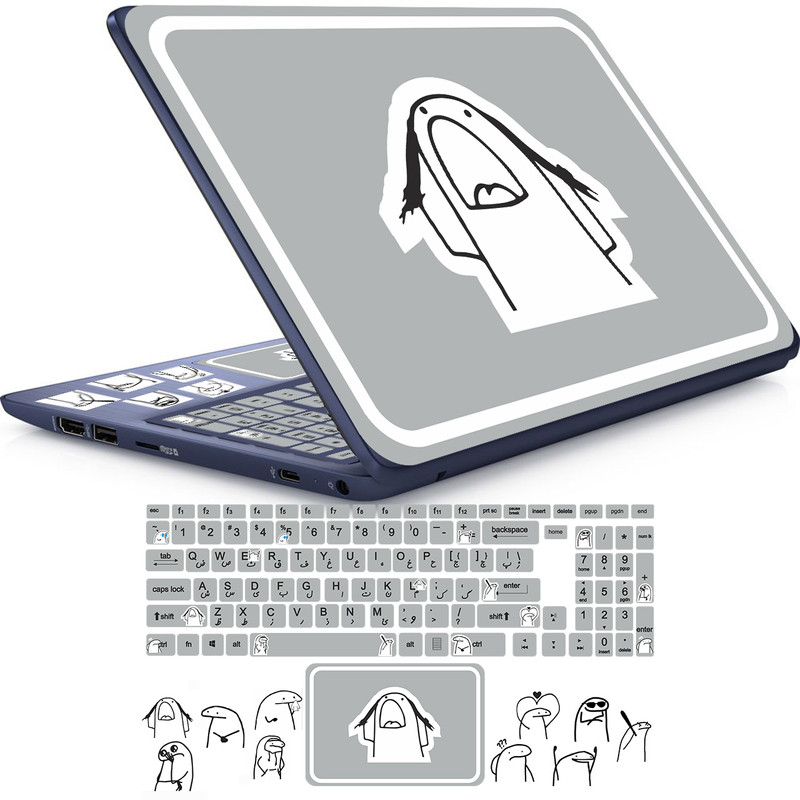 استیکر لپ تاپ راتیانا مدل فلورک 04 مناسب برای لپ تاپ 15 تا 17 اینچ به همراه برچسب حروف فارسی کیبورد