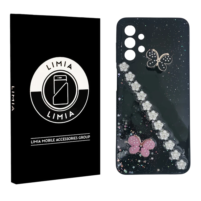 کاور لیمیا مدل فانتزی لنزدار پشت شیشه ای طرح اکلیلی و پروانه ای مناسب برای گوشی موبایل سامسونگ Galaxy A13 4G
