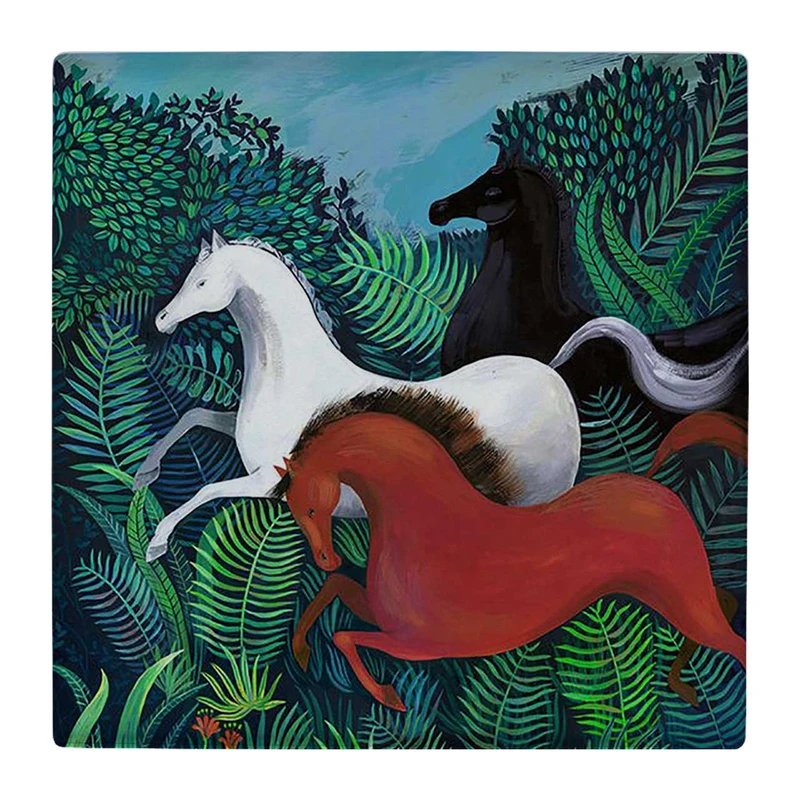 زیر لیوانی  طرح نقاشی انتزاعی اسب های وحشی کد    4808997_3634