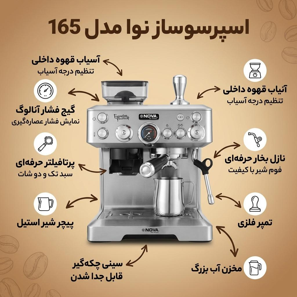 اسپرسوساز نیمه صنعتی  نوا مدل ncm 165