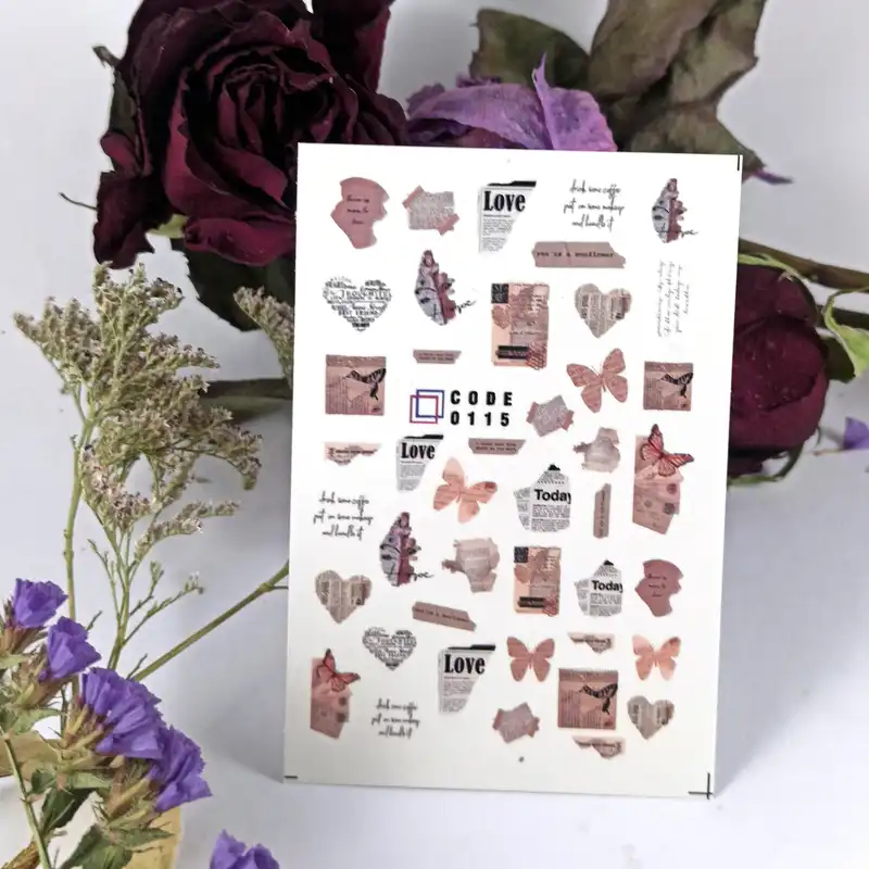 برچسب لنز ناخن مدل روزنامه کد 115