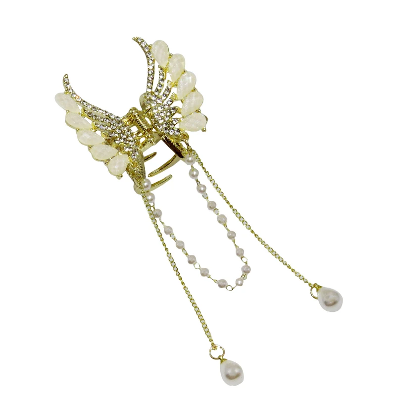 کلیپس مو زنانه مدل پروانه کریستالی کد 1307