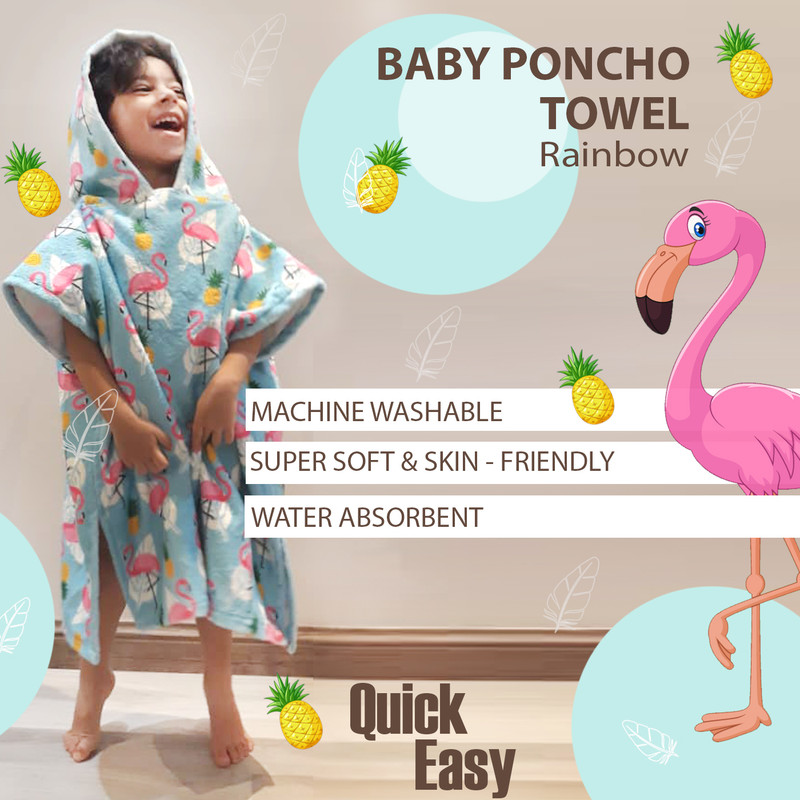 حوله کودک رینبو مدل Poncho-Flam سایز 60x60 سانتی متر