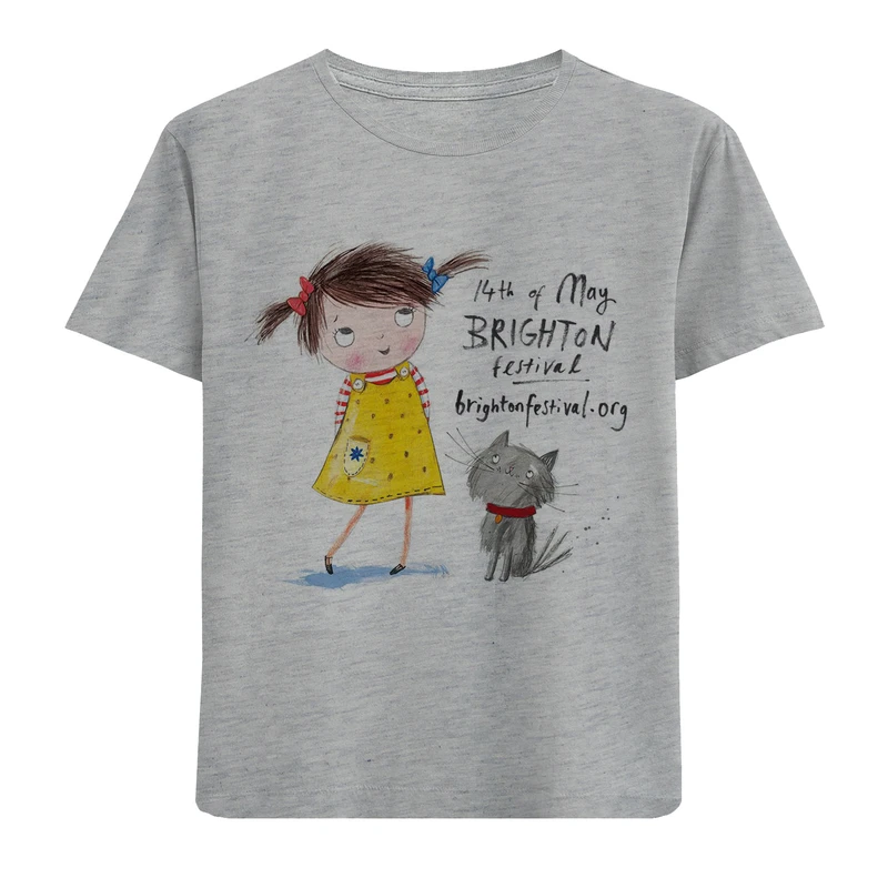 تی شرت دخترانه مدل دختر و گربه F439