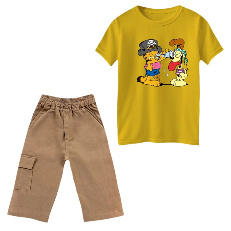 ست تی‌شرت و شلوارک پسرانه مدل گارفیلد کد 8