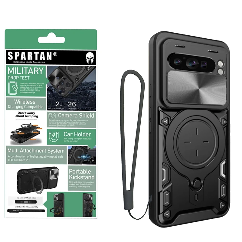کاور اسپارتان مدل Magnet Ring Strap مناسب برای گوشی موبایل گوگل Pixel 9 Pro XL به همراه بند آویز