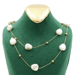 گردنبند زنانه مدل مروارید و مهره دو ردیف کد TP-256