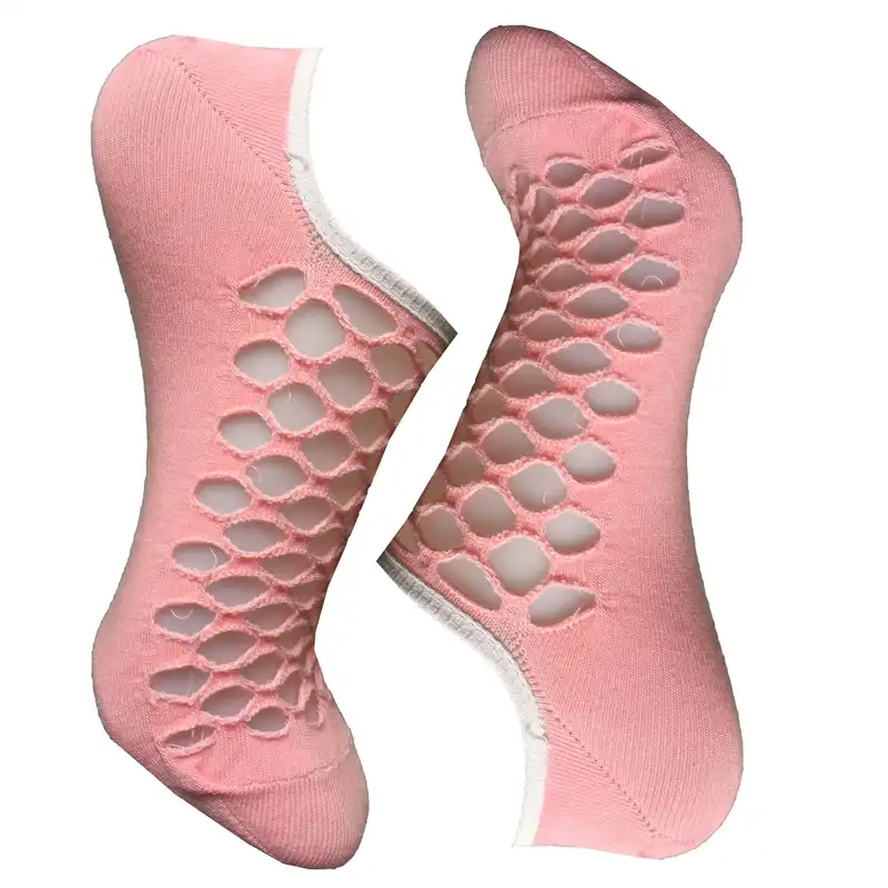 جوراب زنانه دکتر جوراب مدل مچی پنبه توری رنگ صورتی