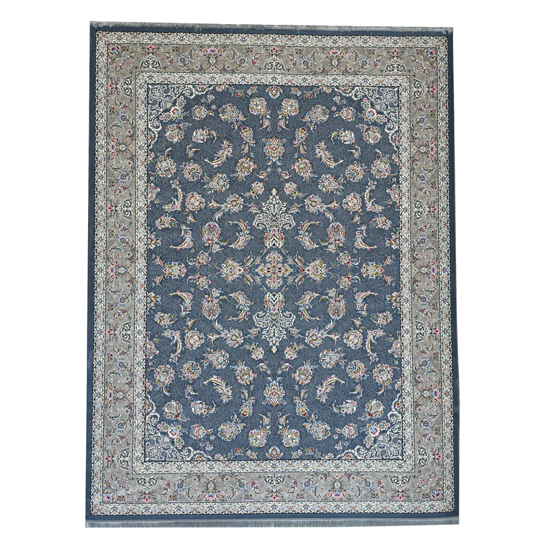 فرش ماشینی 700 شانه زمینه دودی رنگی حاشیه نقره ای مدل 11