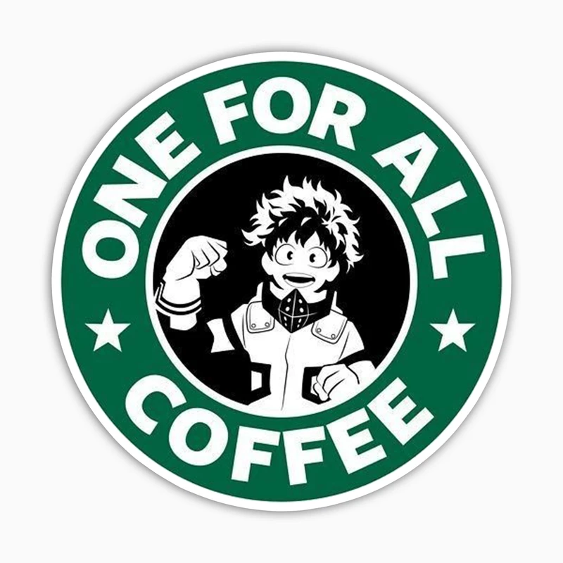 استیکر لپ تاپ و موبایل بووم طرح One For All Coffee مدل Deku کد BG29 