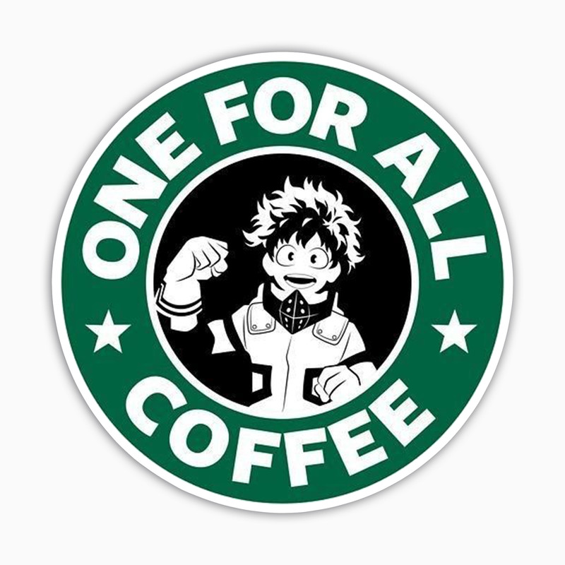 استیکر لپ تاپ و موبایل بووم طرح One For All Coffee مدل Deku کد BG29