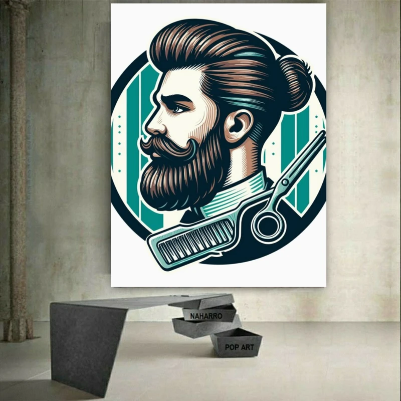 پوستر طرح مخمل آرایشگاه مردانه مدل شانه و قیچی کد BK22848