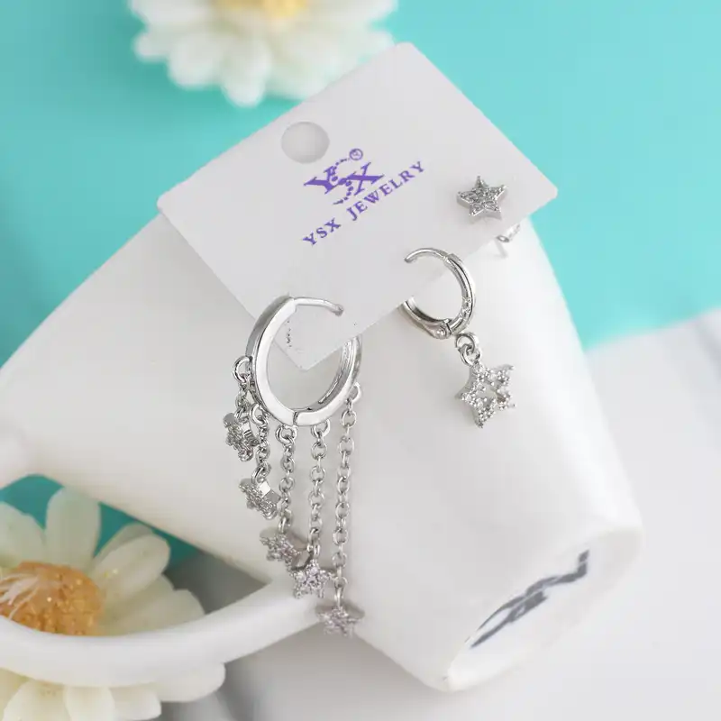 گوشواره زنانه وای اس ایکس مدل ear663 بسته سه عددی