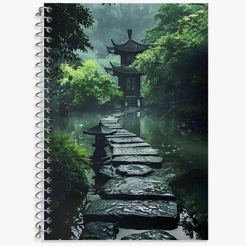 دفتر زبان 50 برگ خندالو مدل دو خط طرح خانه ژاپنی کد F7341