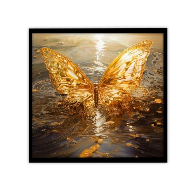 تابلو نوری بکلیت طرح پروانه طلایی مدل لایت باکس B-MID-19625