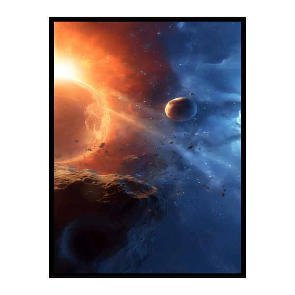 تابلو نوری بکلیت طرح دکوری فضا و کهکشان فضانورد مدل B-bu7120 فریم مشکی