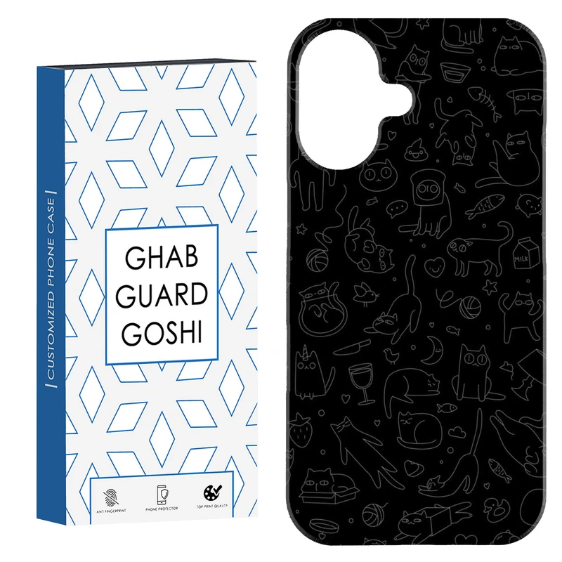 کاور قاب گارد گوشی طرح گربه مینیمال کد Dimo-817 مناسب برای گوشی اپل Iphone 16     