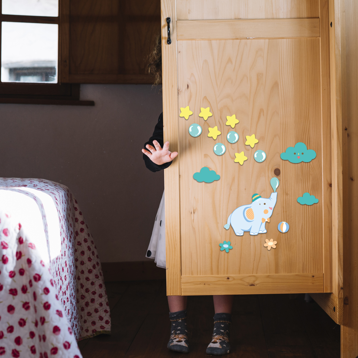 استیکر چوبی کودک باروچین مدل فیل کد 6054 مجموعه 17 عددی