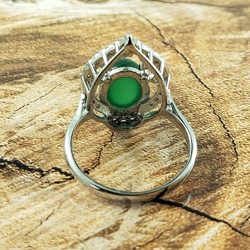 انگشتر نقره زنانه سلین کالا مدل عقیق یشم کد 60