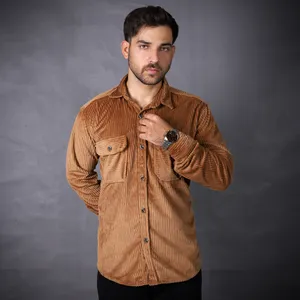 پیراهن آستین بلند یقه برگردان مردانه مدل مخمل درشت 403030