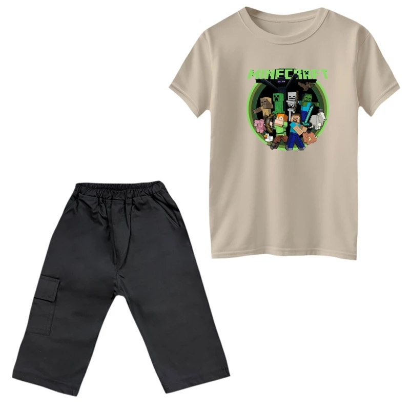 ست تی‌شرت و شلوارک پسرانه مدل ماینکرفت کد 6