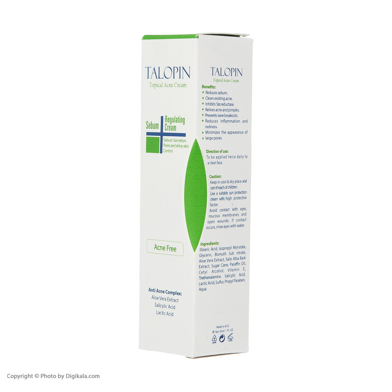کرم ضد جوش تالوپین مدل Sebum Regulating حجم 30 میلی لیتر
