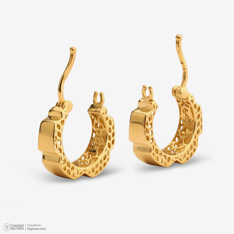 گوشواره کلیپسی طلا 18 عیار زنانه گلدم مدل حلقه اییE245012 - 5